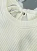 Women's Sweaters Women's Fashion Wool Backless Tie Back Sweater For Women 2023 High Quality White Bandage Shoulder-Button Ribbed Knit