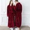 Women's Sleepwear Women Winter Extra Long Thermal Jacquard Flannel Bathrobe Plus Size Pregnant Dressing Gown Zipper Warm Bath Robe Men