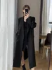 Chaquetas de mujer Negro elegante versátil rompevientos abrigo mujer 2023 otoño invierno moda casual oficina dama doble botonadura abrigo largo suelto 230918