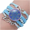 Charm Bilezik Güncelleme Infinity Love Mandala Mtilayer Wrap Dokuma Çiçek Cam Cabochon Bilezik Kadınlar Moda Mücevher Drop de Dhvzw