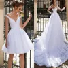 New Plus Size A Line Wedding Dress 2 in 1 with Sleeves Lace Applique Vestido de Noiva Floor Length Tulle Princess Bridal Gown Wedd232N