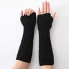 Fashion Knitted Half-finger Arm Covers Long Fingerless Mittens Winter Warm Gloves Cuff Wrist Sleeves Warmers for women