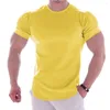 Herrenanzüge A2684 Herren-Sommer-T-Shirts, hohes elastisches Slim-Fit-T-Shirt, schnell trocknend, abgerundeter Saum, Herren-T-Shirts, einfarbig, 3XL