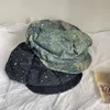 Berets coreano tie-dye estrela elemento plissado nuvem chapéu y2k medieval retro rua moda pintor chapéus homens e mulheres versátil sboy boné 230818