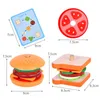 Kitchens Play Food Wooden Simulation Hamburger Children Toys Montessori Educational Learning Color Shape Matching Board Game For 36 Year Olds 230919