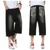 Hel-sommarstil hiphop baggy lösa tryckta byxor för män denim jeans shorts mens shorts plus storlek 30-46 FS49411270T
