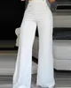 Damenhose, elegant, hohe Taille, weites Bein, Bootcut, 2023, Sommer, europäische, amerikanische Mode, einfache ausgestellte Hose 230919
