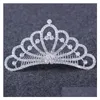 Hair Jewelry Update Crystal Bride Crown Tiara Comb Diamond Heart Headband Headdress Bridal Rhinestone Combs Birthday Pageant Party Fa Dhm9E