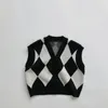 Waistcoat Autumn winter V-neck Kids Sleeveless Sweater Kid's Sweater Printing Knitted Vest For Boys Girls Casual Style 230918