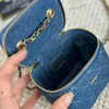 Women Makeup Bag Classic Denim Box Bag Diamond Plaid Gold Hardware Metallic Clasp Luxury Tote Matelasse Chain Crossbody Bag Can Press Small Gold Ball Designer 10/17cm