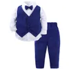 Dräkter Baby Boys Suit Set Smörjare Blazer Infant Wedding Suits Outfit Boy Baptism Doptuxedo Kids Christmas Formal Clothes Set 230918