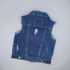 Colete bebê meninos denim colete crianças roupas primavera outono bebê jeans sem mangas jaqueta outerwear criança tops crianças roupas azul 230918