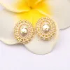 Designer di marchi 20style Doppi lettere Stud Simple Gold Ploteted Circle Round Women Crystal Rhinestone Orecchini perle Regalo Regalo Regalo Jewerlry