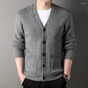 Männer Pullover Hohe Qualität Herbst/winter Jacquard Strickjacke V-ausschnitt Business Casual Lose Pullover Warme Top