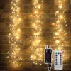 Светодиодные струны Party 3 Branch Vine String Light с пультом дистанционного управления 3X200 Светодиодный уличный светильник для водопада Рождественская гирлянда из веток виноградной лозы для декора сада HKD230919