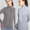 LL Womens Yoga Outfit Fitnesskleding Trainer Sportkleding Buitenjassen Outdoor Casual Volwassen Dunne Sweatshirts Hardloopoefening Tops met lange mouwen