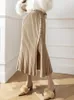 Юбки TIGENA, тонкая вязаная длинная юбка для женщин, осень-зима 2023, корейская однобортная однобортная юбка с боковым разрезом на бедрах и высокой талией, женская миди