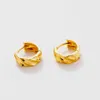 European and American personality spiral slub huggie earrings cold wind female fashion brass gold-plated white fungus jewelry236M