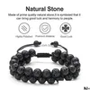 Chaîne 6mm 8mm diffuseur d'huile lave double couche bracelet réglable bracelets en pierre givrée femmes hommes bijoux de mode livraison directe Dhe9M