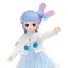 Dolls 30cm Blue Princess Dress Bjd Cute Girl Rabbit Ear Headwear 25 Movable Joints BJD Classic Elegant 16 Gift Toys for Girls 230918