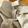 Women's Blouses Harajuku Solid Color Linen Shirt Casual Lapel Button Up Short Sleeve Shirts Women Office Summer Pocket Men Tops Mujer