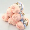 6 ballsx50g特別な厚いworsted100％綿編み糸ホワイトピーチ2204293i