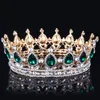 2019 Cristallo verde smeraldo Colore oro Chic Royal Regal Strass scintillanti Diademi e corone Diademi di spettacolo nuziale Quinceanera 15 3039