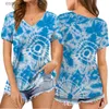 Blusas femininas camisetas femininas tie dye camisa estilo boêmio estampa floral feminina manga curta gola v solta camiseta feminina tops de verão roupas. L230919