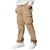 Pantalons pour hommes Pantalons cargo amples multi-poches pour hommes Salopette décontractée extensible robuste Joggers Droit drapé Jambe large pour hommes