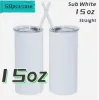 USA Warehouse Sublimación Vaso recto Vaso de acero inoxidable en blanco DIY Tazas rectas Vaso flaco Cerveza Tazas de café Tazas de café 12 oz 15 oz 20 oz 30 oz