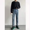 Calças de brim masculinas estilo clássico marca coreana moda casual estiramento 2023 cintura alta confortável vintage calças jeans masculino b07