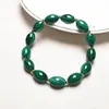 Strand 8x12mm High Quality Natural Color Malachite Stone Handmade Bracelet Elasticity Rice Shape Beads DIY Jewelry 18-19cm Sk522