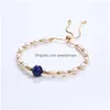 Bracelets de charme Pierre naturelle Perle d'eau douce Shell Fleur Bracelet Chaîne en or PL Bracelet réglable Bracelet Femmes Bijoux Drop Delive Dhqhh