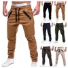 Men's cargo Middle waist pants autumn tether foot hip hop harem joggers male trousers men solid multipocket skinny fit sweatp309u