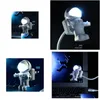 Décorations de Noël Astronaute LED Night Light Style USB Power Petite lampe Livre Clavier Cadeau Home Office Ornement Drop Livraison Garde Dhano