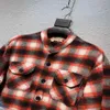 Chemise en Denim en flanelle à carreaux rouges pour hommes, chemise en détresse, surdimensionnée, décontractée, Shirts243R