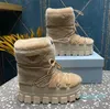 Wysokiej jakości buty kostki owczesko-nachylone masywne dolne butie okrągły stóp do stóp koronkowy w górę buty śniegowe damskie buty zewnętrzne luksusowe designerskie obuwie fabryczne z płaskim dnem