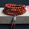 Strand Natural Sandalwood Necklace Rosewood Buddhism 108 Pieces Buddha Pendant Meditation Lucky Prayer Bracelet Wooden Beads Women Men