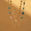 Pendant Necklaces Fashion Stone String Imitation Pearl Star Necklace Women Ladies Multilayer Jewelry