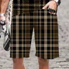 Mäns shorts överdimensionerade retro plåt randmönster simning 3d tryckt man mode mens kläder casual elastisk midja sommar cool