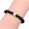 Chaîne Pierre Naturelle Blanc Turquoise Lave Howlite Bracelet De Perles 8 Mm Givré Bracelets Réglables Femmes Hommes Bijoux De Mode Drop Dhljx