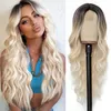 Ombre Blonde small Lace wigs with large waves and long curly hair