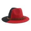 Baretten hoeden voor vrouwen Fedora Hoed Patchwork Groen Rood Nieuwigheid Luxe Jazz Cap Western Cowboy Vilten Mannen Fedora Sombrero De Mujer