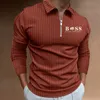 Polos masculinos camisa polo com zíper listra de manga comprida roupas jovens homens verão marca homens quentes de alta qualidade top negócios casual coreano luxo t230919