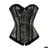 Bustiery gorsets caudutas y satynowy kwiatowy gotycka koronkowa koronka w górę Overbust Corset Bustier Trainer Trener Corselet Tops Plus Size 6x DH0WT