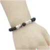 Frisado Nova Chegada 8mm Lava Rock Charme Pulseiras Branco Turquesa Pedra Natural Mulheres Pulseira Bangle Para Mens Ajustável Handmade Drop Dhb9T