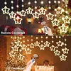 LED Strings Party LED Étoiles de Noël Rideaux Lumières USB avec télécommande Dimmable pour Chambre de Noël Nouvel An Cadeau Décoration de fête HKD230919