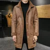 Mannen Lederen Faux Omkeerbaar Bont Shearling Imitatie Hertenleer Lange Jas Man Bovenkleding Geul Winter Bont Parka 230919