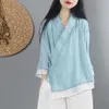 Women Linen Shirt Tops Chinese Style Vintage Shirt Cardigan Coat Fairy Tai Chi Uniform Tang Suit Breathable Casual Hanfu282Q