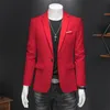 Erkek Suit Blazers Yüksek Kaliteli İş İnce Fit Tek Düğmeleri Kıymetler Ceket Erkekler Slim Casual Moda Düğün Damat Smokin Blazer Coats 6xl-M 230919